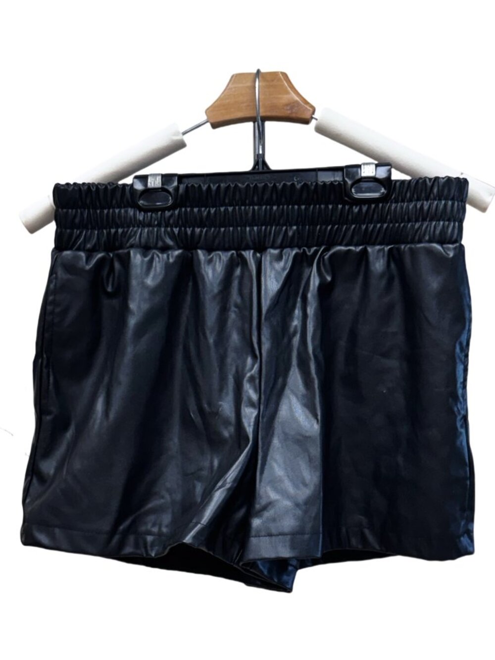 Fashion Nova Black Faux Leather HIgh Waist Elastic Waist Pull On Comfortable New